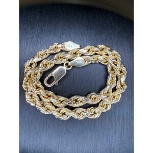 Jewelry Solid 10k Yellow Gold Diamond Cut Rope Bracelet 7.5” Long 3mm Wide